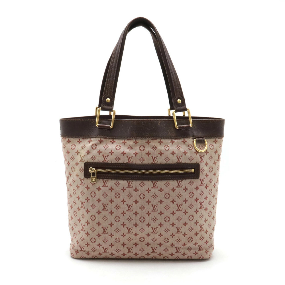 LOUIS VUITTON Monogram Lucille Tote Bag Handbag Cherry Red Canvas Leather